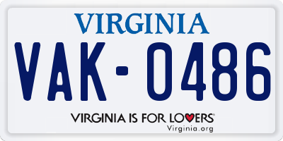 VA license plate VAK0486