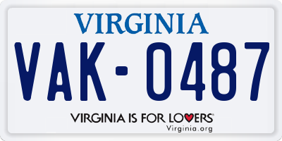 VA license plate VAK0487