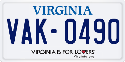 VA license plate VAK0490