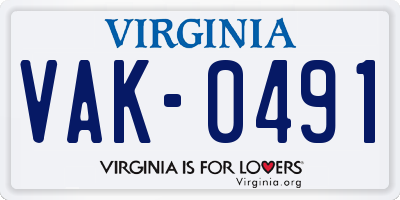 VA license plate VAK0491
