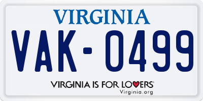 VA license plate VAK0499