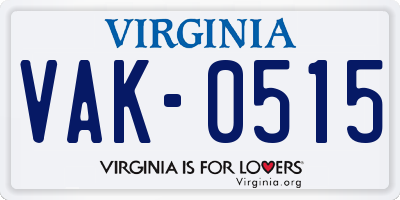 VA license plate VAK0515
