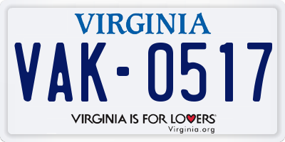 VA license plate VAK0517