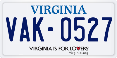 VA license plate VAK0527