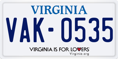 VA license plate VAK0535