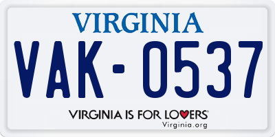 VA license plate VAK0537