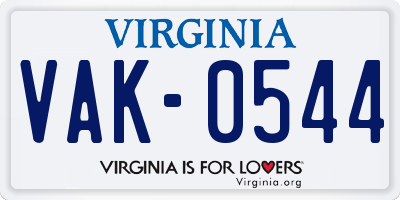 VA license plate VAK0544