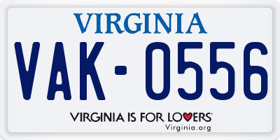 VA license plate VAK0556
