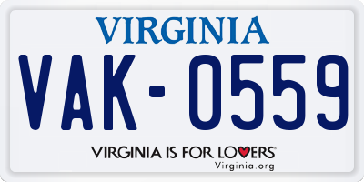 VA license plate VAK0559