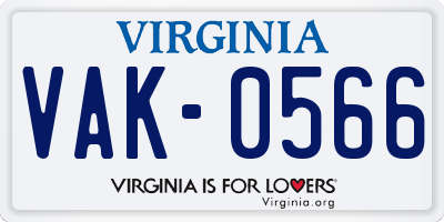 VA license plate VAK0566