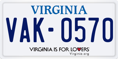 VA license plate VAK0570