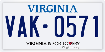 VA license plate VAK0571