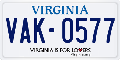 VA license plate VAK0577