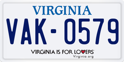 VA license plate VAK0579