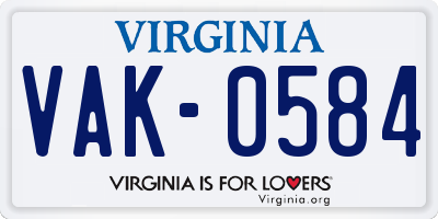 VA license plate VAK0584