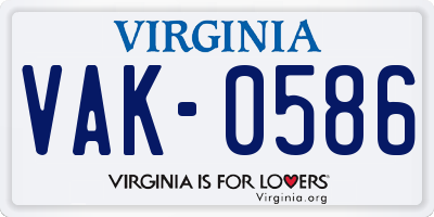 VA license plate VAK0586