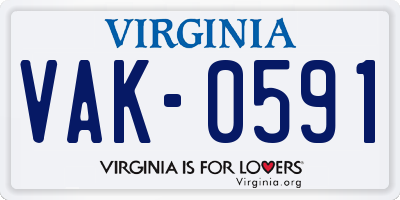 VA license plate VAK0591
