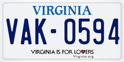 VA license plate VAK0594