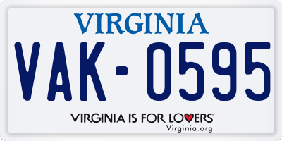 VA license plate VAK0595