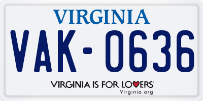 VA license plate VAK0636
