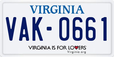 VA license plate VAK0661