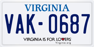 VA license plate VAK0687