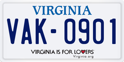 VA license plate VAK0901