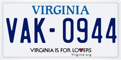 VA license plate VAK0944