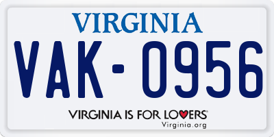 VA license plate VAK0956
