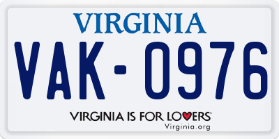VA license plate VAK0976