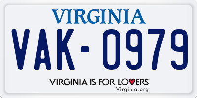 VA license plate VAK0979