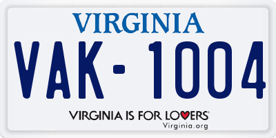 VA license plate VAK1004