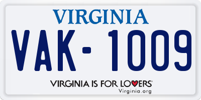 VA license plate VAK1009