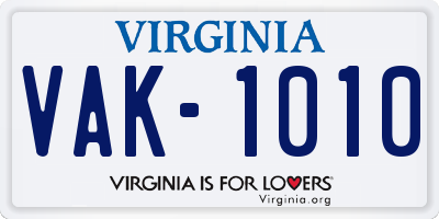 VA license plate VAK1010