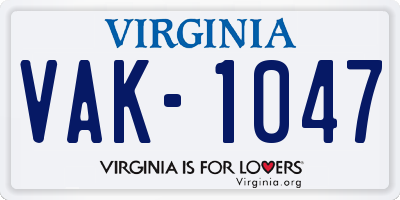 VA license plate VAK1047
