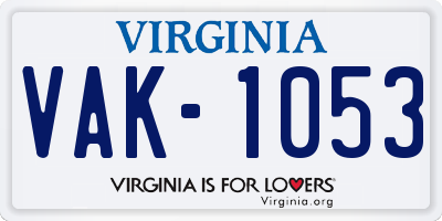 VA license plate VAK1053