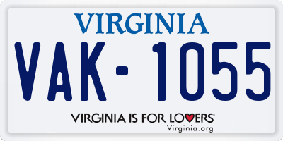 VA license plate VAK1055