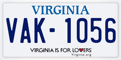 VA license plate VAK1056