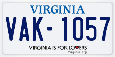 VA license plate VAK1057