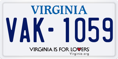 VA license plate VAK1059