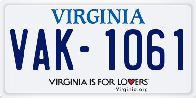 VA license plate VAK1061
