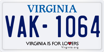 VA license plate VAK1064