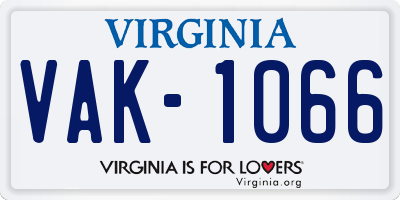 VA license plate VAK1066