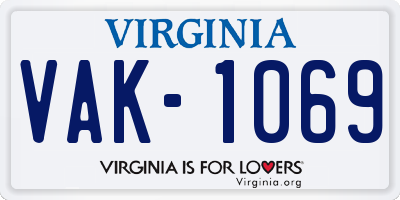 VA license plate VAK1069