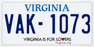VA license plate VAK1073