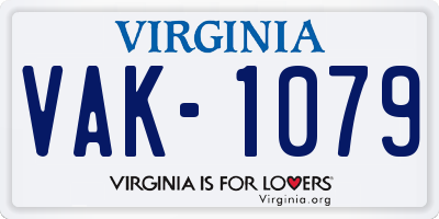 VA license plate VAK1079