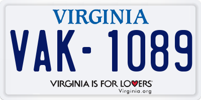 VA license plate VAK1089