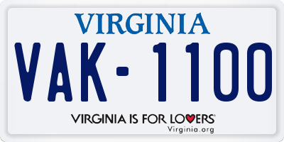 VA license plate VAK1100