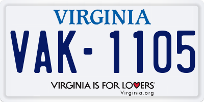 VA license plate VAK1105