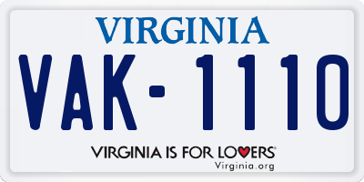 VA license plate VAK1110